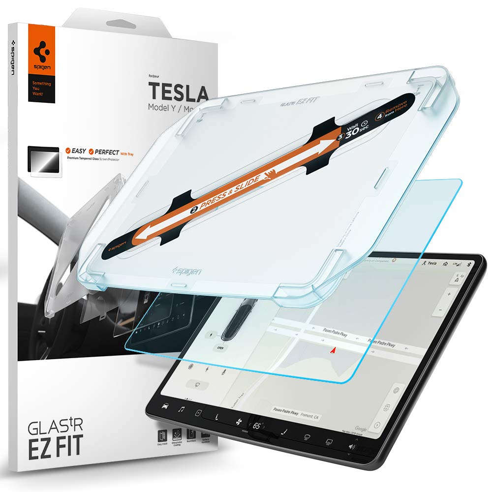 Spigen Tempered Glass Screen Protector GlasTR EZ FIT Designed for Tesla Model 3/Y (2023-2017/2025-2020) 15 Inch Dashboar